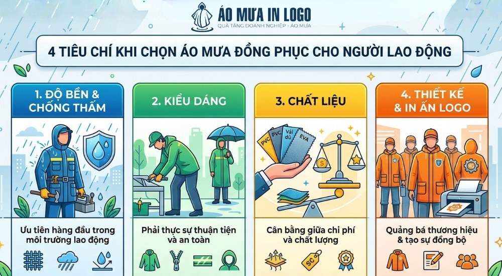 4 tiêu chí khi tặng áo mưa cho công nhân