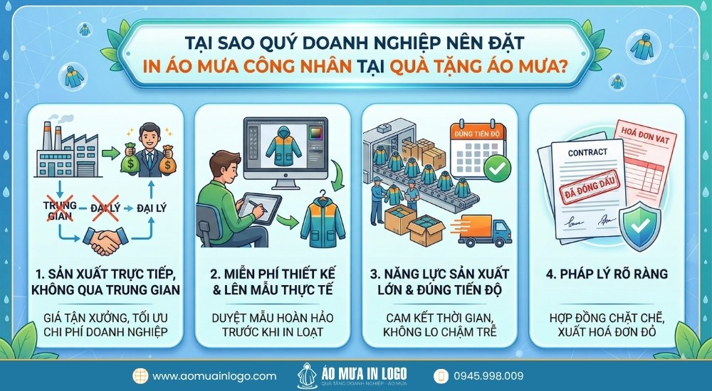 Ưu điểm khi đặt hàng tại Quà Tặng Áo Mưa In Logo