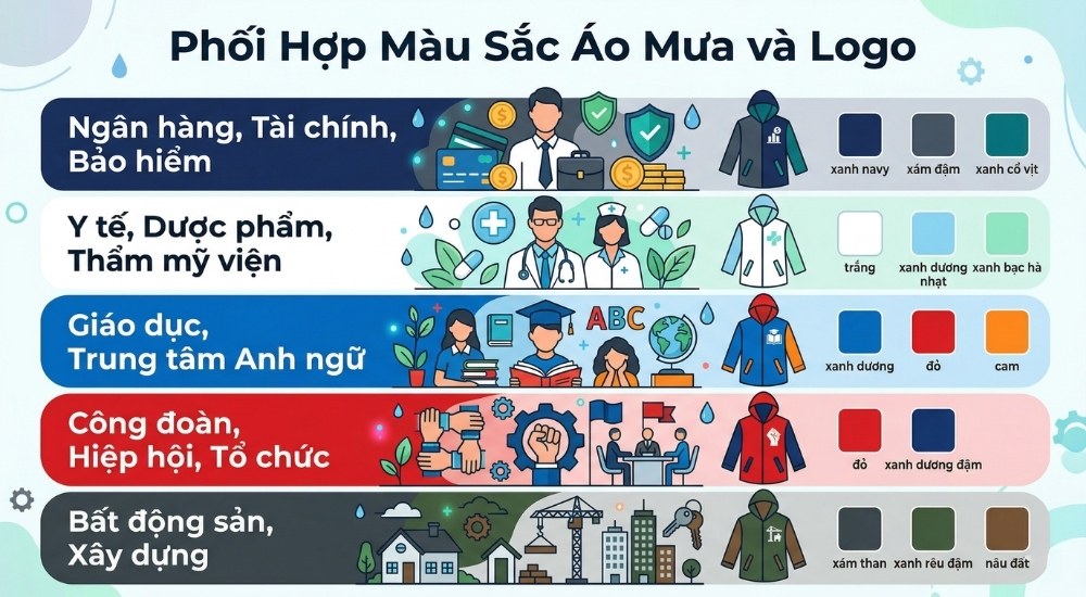 Phối màu sắc áo mưa theo ngành nghề