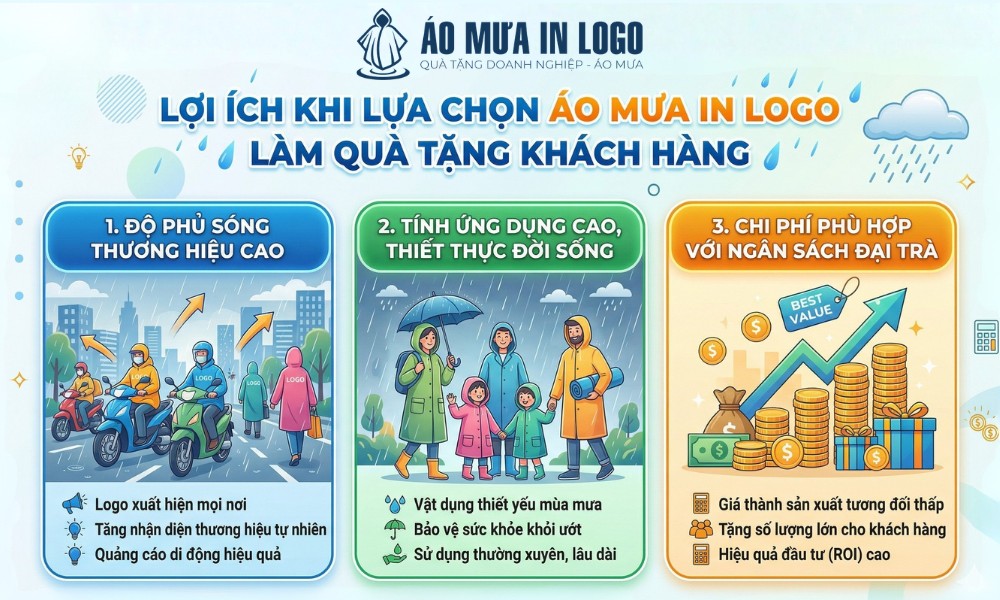 3 lợi ích khi chọn áo mưa in logo làm quà tặng khách hàng