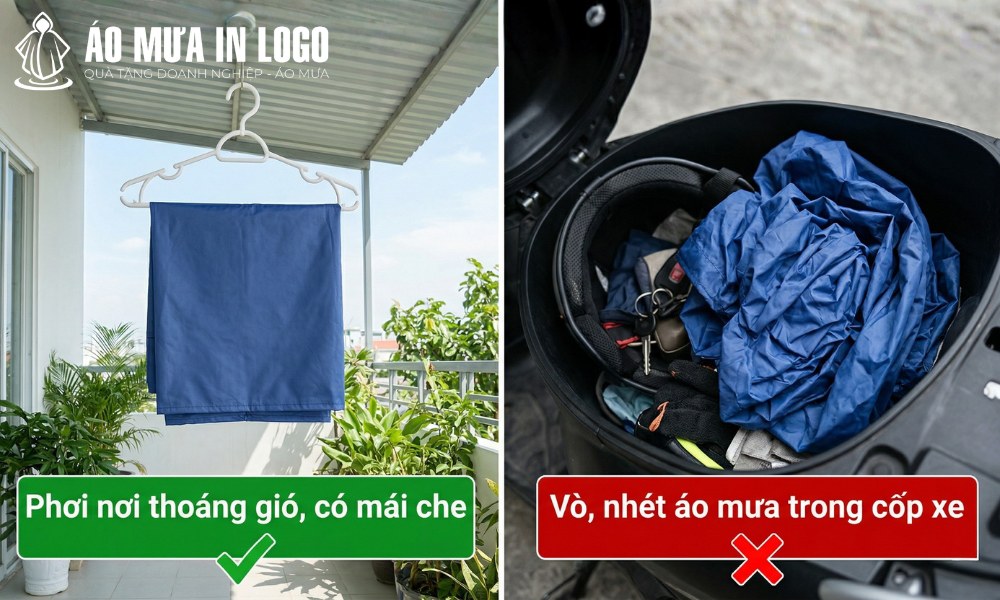 Cách bảo quản áo mưa in logo