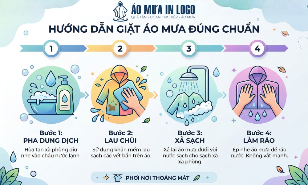 Hướng dẫn bảo quản áo mưa in logo