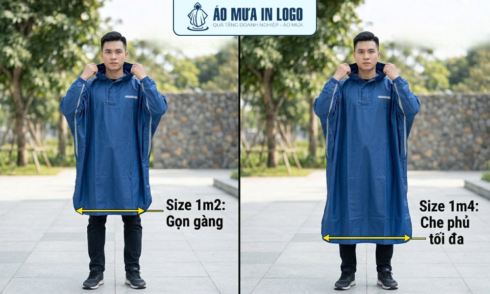 Kích thước áo mưa quà tặng in logo