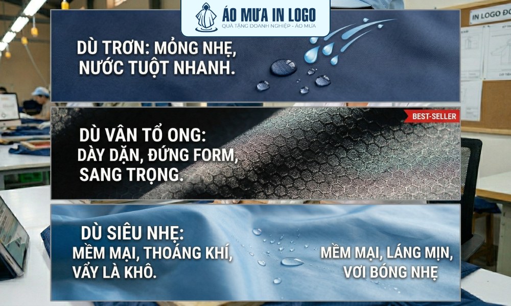 So sánh vải dù may áo mưa
