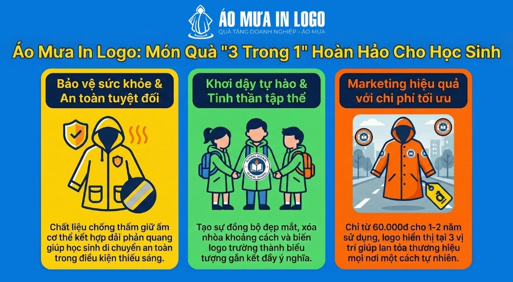 Quà tặng áo mưa in logo cho học sinh