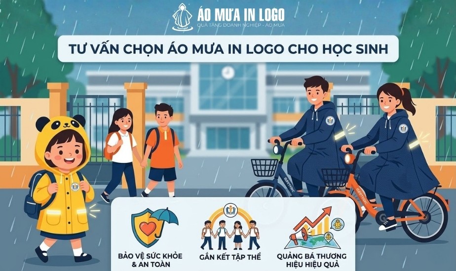 Quà tặng áo mưa in logo cho học sinh