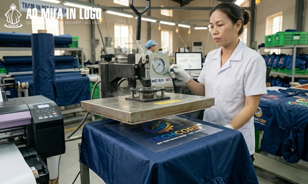 Kỹ thuật in PET nhiệt logo lên áo mưa