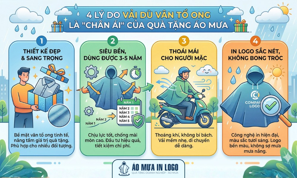 Ưu điểm của áo mưa vải dù vân tổ ong