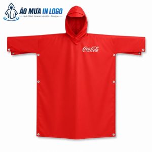 Áo mưa cài cạnh màu đỏ in logo