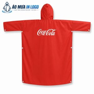 Áo mưa cài cạnh màu đỏ in logo