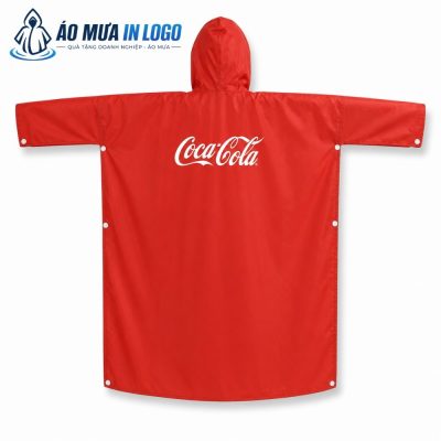 Áo mưa cài cạnh màu đỏ in logo