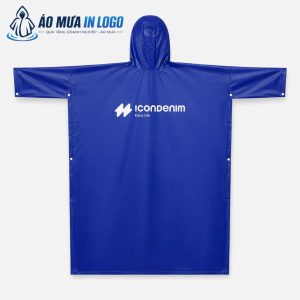 Ảnh chụp phẳng mặt sau của áo mưa, làm nổi bật không gian rộng rãi để in logo và thông điệp thương hiệu.