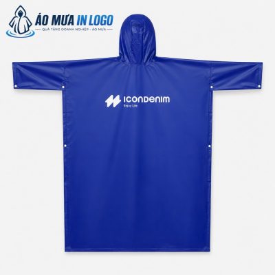 Ảnh chụp phẳng mặt sau của áo mưa, làm nổi bật không gian rộng rãi để in logo và thông điệp thương hiệu.