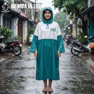 Thiết kế áo mưa dáng suông dài, phù hợp với nhiều vóc dáng, mang lại sự thoải mái cho người mặc khi đứng hoặc di chuyển.