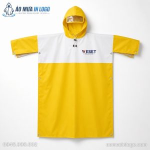 Áo mưa cài cạnh trắng vàng