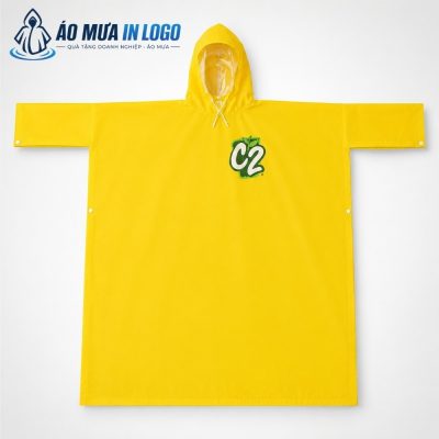 Ảnh chụp phẳng mặt trước của áo mưa cài cạnh màu vàng C2