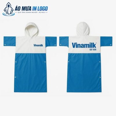 Thiết kế mặt trước và mặt sau của áo mưa cài cạnh Vinamilk