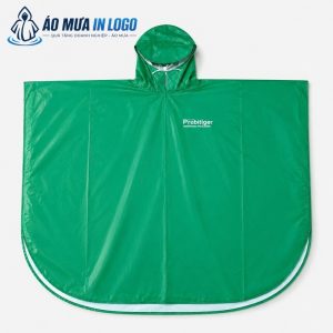 Mặt trước của áo mưa poncho trẻ em Probitiger trải phẳng với logo in sắc nét bên ngực phải