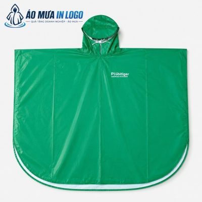 Mặt trước của áo mưa poncho trẻ em Probitiger trải phẳng với logo in sắc nét bên ngực phải