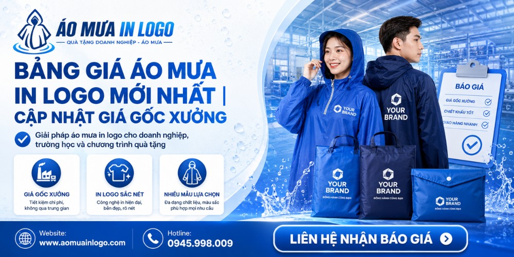 Bảng giá áo mưa in logo quà tặng mới nhất
