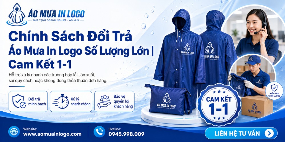 Chính sách đổi trả áo mưa in logo số lượng lớn tại Áo Mưa In Logo