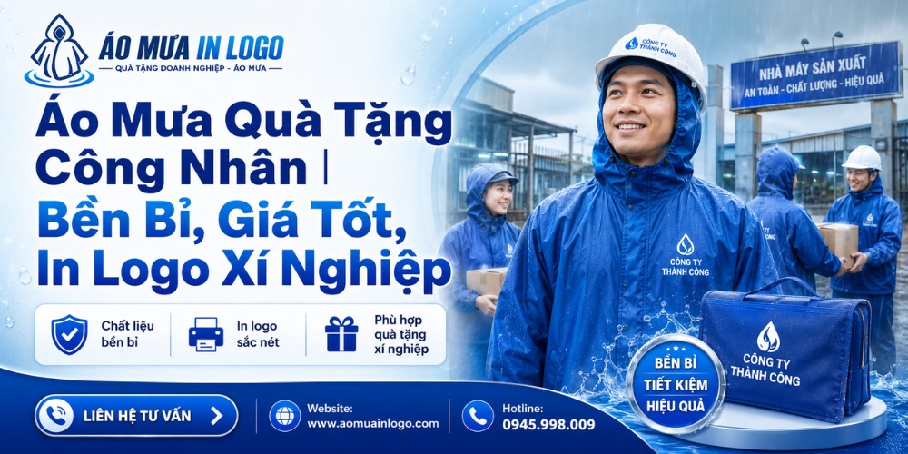 Quà tặng áo mưa in logo cho công nhân