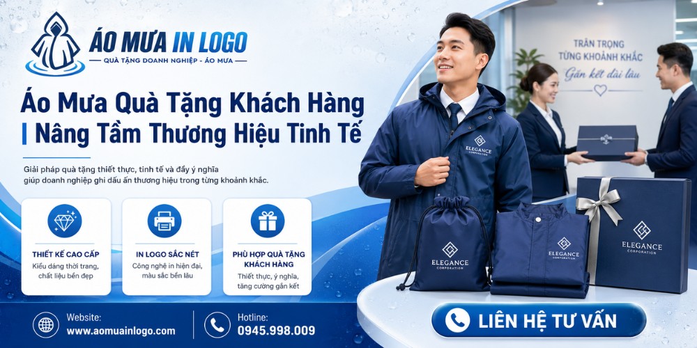 Áo mưa quà tặng tri ân khách hàng in logo