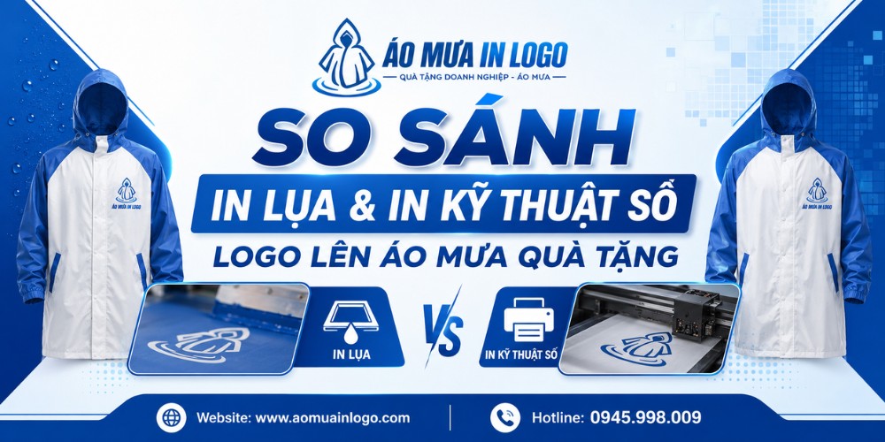 So sánh công nghệ giữa in lụa và in kỹ thuật số khi in logo lên áo mưa quà tặng