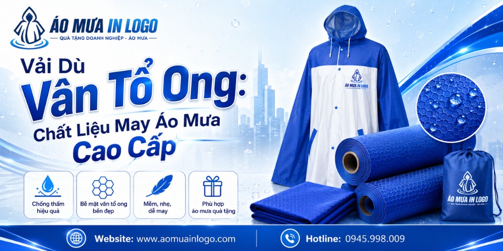 Vải dù vân tổ ong là chất liệu hàng đầu cho áo mưa cao cấp