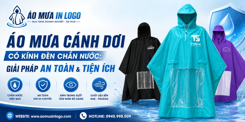 Áo mưa cánh dơi có kính đèn