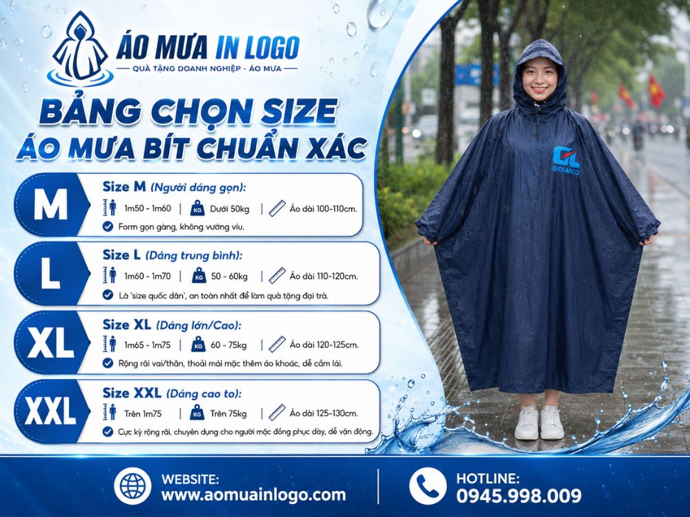 Hướng dẫn lựa chọn size áo mưa bít chuẩn với từng vóc dáng