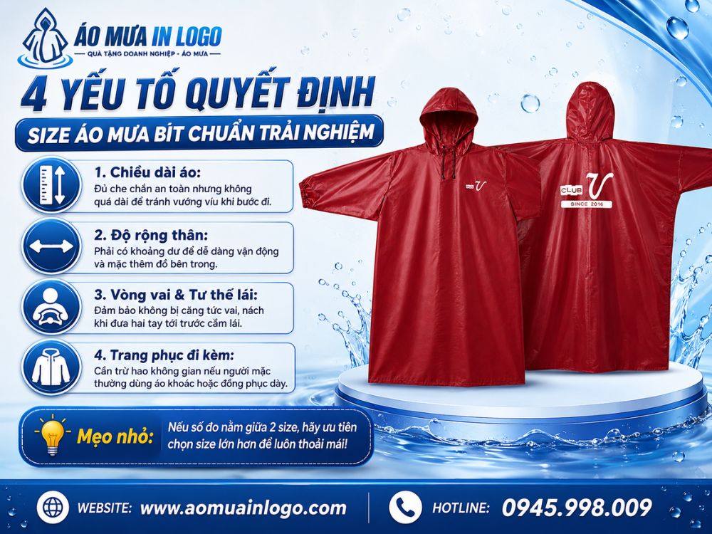 4 yếu tố quyết định size áo mưa bít quà tặng