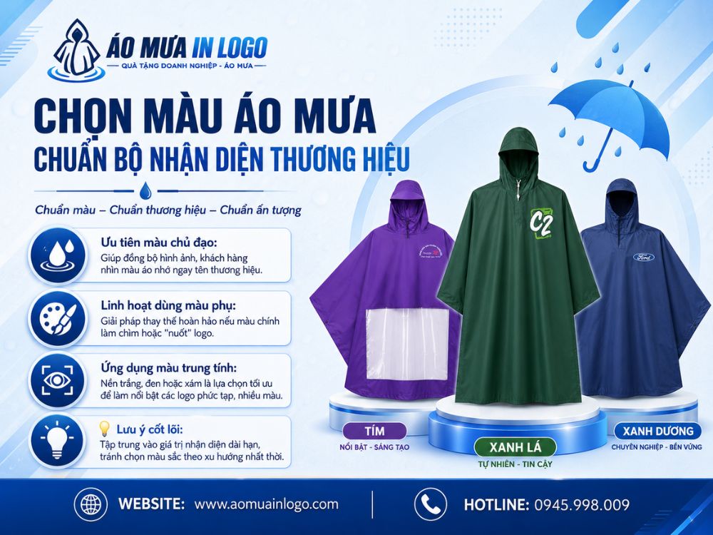 Lựa chọn màu áo mưa theo bộ nhận diện thương hiệu
