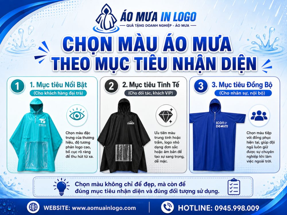 Chọn màu áo mưa theo mục tiêu nhận diện thương hiệu