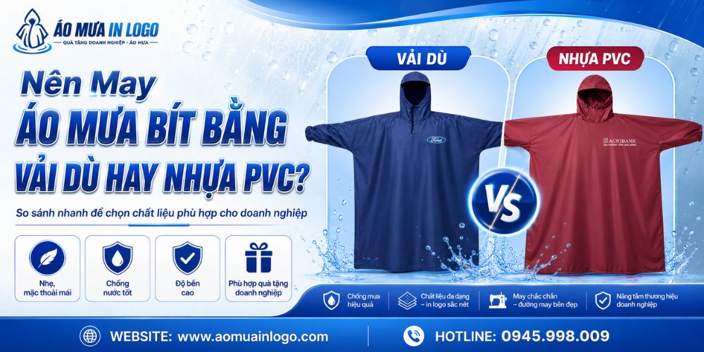 Lựa chọn giữa áo mưa bít bằng vải dù hoặc vải nhựa pvc