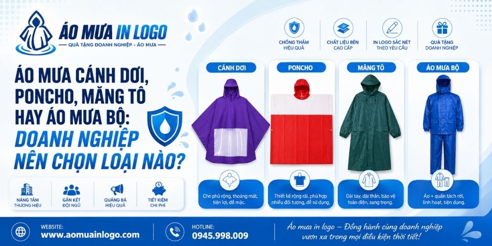 Các kiểu dáng áo mưa quà tặng tối ưu nhất