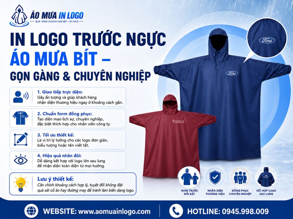 Ưu điểm của logo in trước ngực áo mưa bít