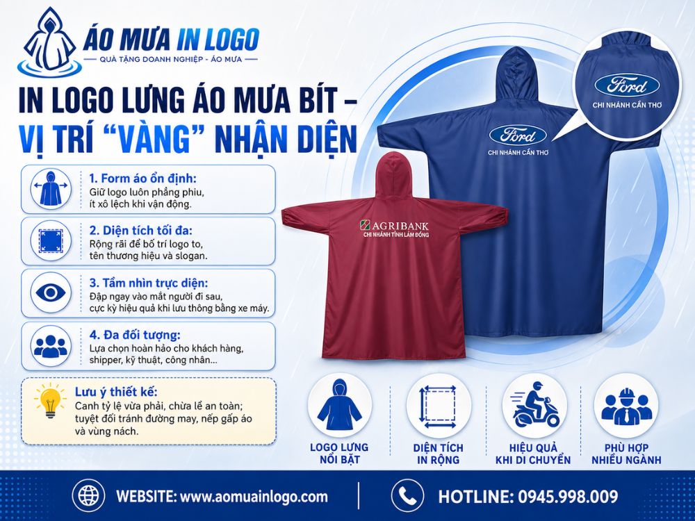 Ưu điểm của logo thương hiệu in trên áo mưa bít