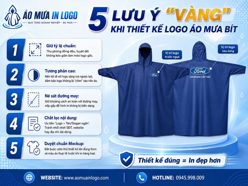 5 lưu ý khi thiết kế logo thương hiệu trên áo mưa bít 