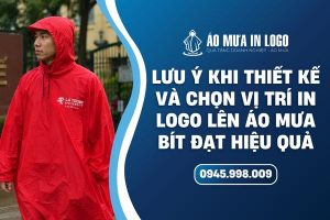Thiết kế và vị trí in logo trên áo mưa bít quà tặng