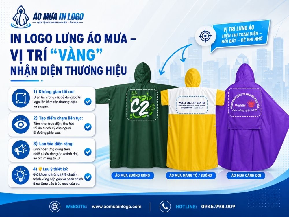 Giải pháp in logo thương hiệu trên mặt lưng áo mưa