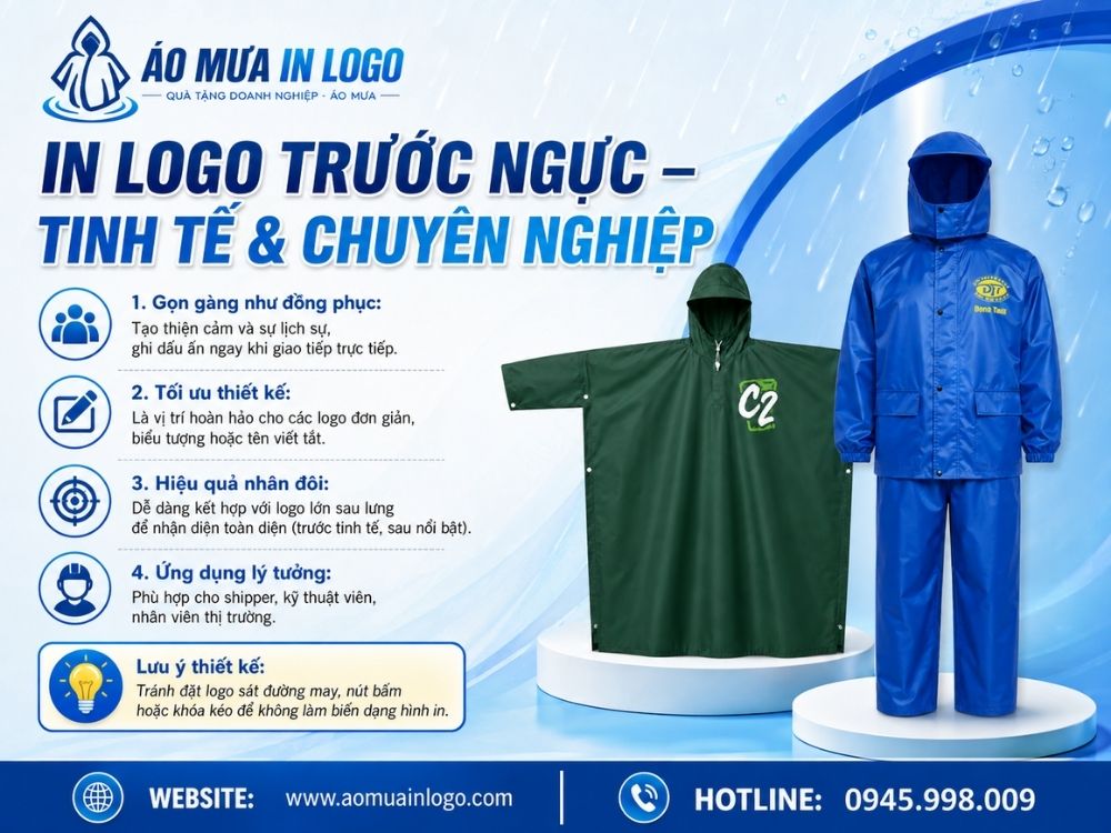 In logo trước ngực áo mưa quà tặng