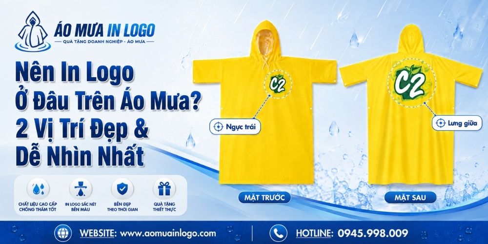 2 vị trí in logo trên áo mưa quà tặng tối ưu nhất